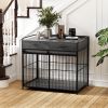 Large Dog Crate Furniture, Indoor Dog Kennel with Storage Drawers, Double Doors Dog Crate End Table Large, Heavy Duty Dog Crate
