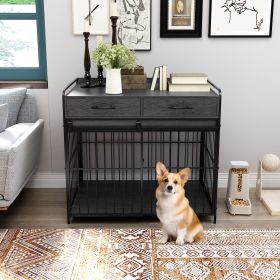 Furniture Style Dog Crate with 2 Drawers, Dog Kennel Medium, Heavy Duty Dog Crates, Dog Kennel Furniture for Small and Medium Dogs