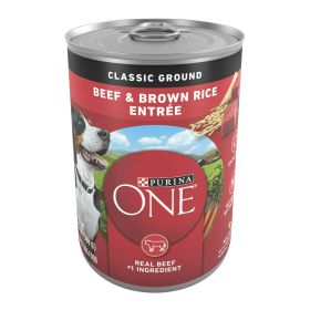puPurina ONE High Protein Natural Beef & Brown Rice Ground Wet Dog Food 13 oz Can