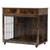 Dog Crate Furniture, Wooden Dog House, Decorative Dog Kennel with Drawer, Indoor Pet Crate End Table for Small Dog, Steel-Tube Dog Cage, Chew-Proof