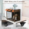 Dog Crate Furniture, Wooden Dog House, Decorative Dog Kennel with Drawer, Indoor Pet Crate End Table for Small Dog, Steel-Tube Dog Cage, Chew-Proof