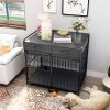Large Dog Crate Furniture, Indoor Dog Kennel with Storage Drawers, Double Doors Dog Crate End Table Large, Heavy Duty Dog Crate